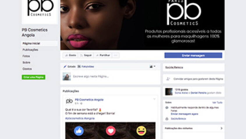 Facebook e Instagram PB Cosmetics